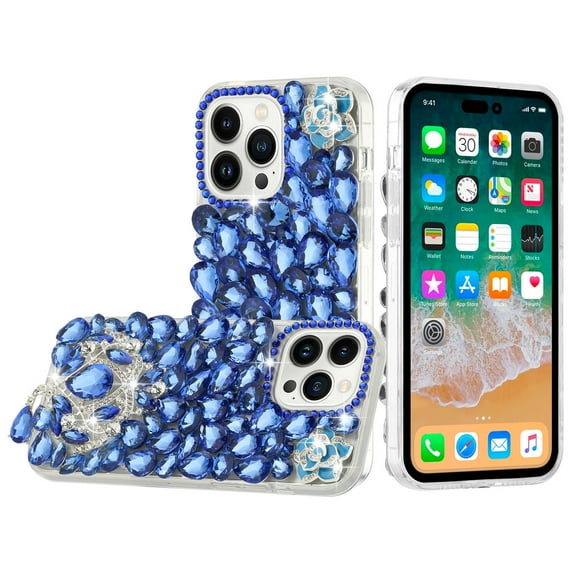 For Samsung Galaxy s24 Plus Jewel Full Diamond Bling Case Cover - Blue