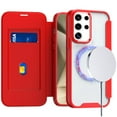 thumbnail image 1 of For Samsung Galaxy S24 Plus /S24+ Flap Wallet Case Credit Card Pouch, Clear TPU Back Hard [Magnetic Circle] Compatible with Magsafe Cover ,Xpm Phone Case [ Red ], 1 of 10
