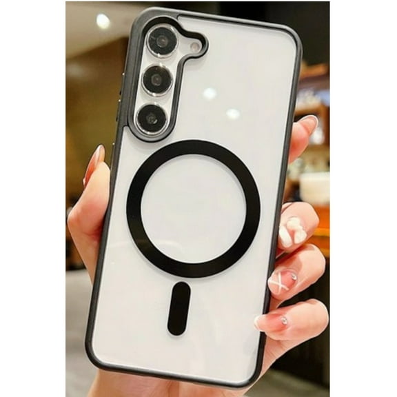 For Samsung Galaxy S24+ /S24 Plus 5G Hybrid Clear Transparent Colors Edge Bumper with Magsafe Compatible, Ultra Slim Hard PC Phone Case Cover by Xpression - Black