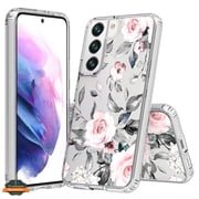 For Samsung Galaxy S24+ /S24 Plus Floral Patterns Design Transparent TPU Silicone Shock Absorption Bumper Hard Back Phone Case Cover by Xpression - Pink Roses Flower