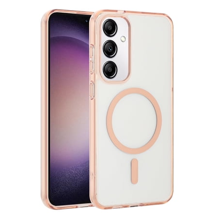 For Samsung Galaxy S24 / SM-S921 Magnetic with Compatible Magsafe Wireless Charging Hard Transparent Acrylic Ultra Slim Drop Protection Back Cover Rose Gold