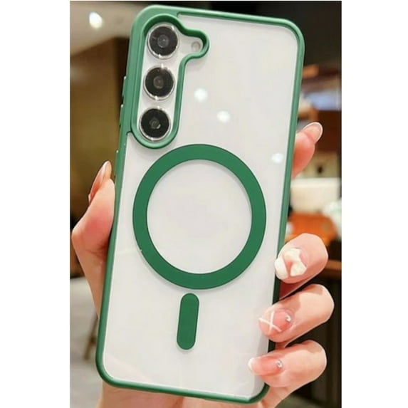 For Samsung Galaxy S24 Ultra 5G Hybrid Clear Transparent Colors Edge Bumper with Magsafe Compatible, Ultra Slim Hard PC Phone Case Cover by Xpression - Green