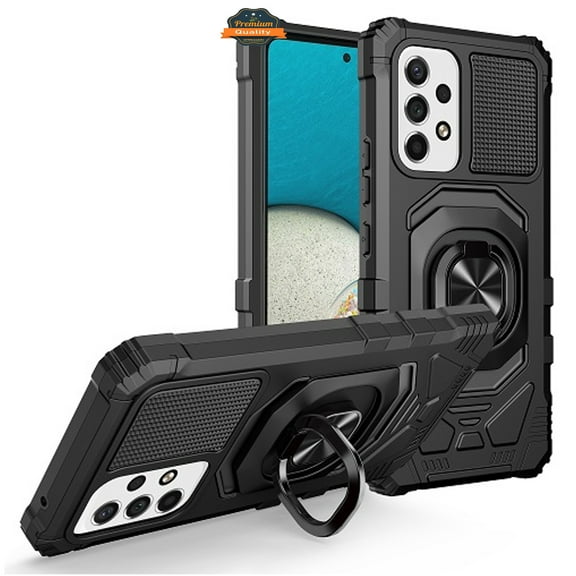 For Samsung Galaxy S24 Ultra 5G Hybrid Magnetic Car Mount Ring Kickstand Stand Holder Protective TPU Shockproof [Military Grade] Phone Case Cover by Xpression - Black