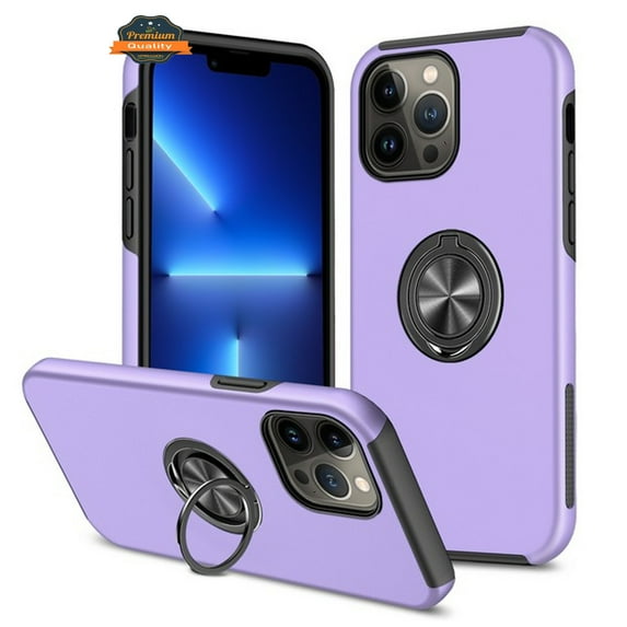 For Samsung Galaxy S24 Ultra 5G Hybrid Military Grade with Flat Metal Ring Stand 360° Rotation Kickstand Hard PC Back Slim Fit Phone Case Cover by Xpression - Purple