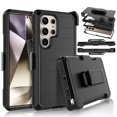 thumbnail image 1 of For Samsung Galaxy S24 Ultra Case with Belt Clip Holster & Kickstand, Screenless Protective Dual-Layer Shockproof Phone Case for Samsung Galaxy S24 Ultra 6.8 inch - Black, 1 of 10