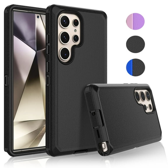 For Samsung Galaxy S24 Ultra Case, Defender Phone Case For Galaxy S24 Ultra 6.8",Takfox Heavy Duty Shockproof Rugged Rubber Full Body Protective, 3 in 1 Hybrid Bumper Cover -Black