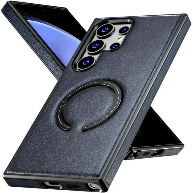 For Samsung Galaxy S24 Ultra MagSafe Leather ShockProof Case Cover Black
