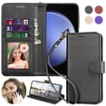 thumbnail image 1 of For Samsung Galaxy S24 Ultra Phone Case, Ebizware Galaxy S24 Ultra RFID Blocking Leather Wallet Case for Women Men with Card Holder Slots and Lanyard Magnetic Flip Kickstand Cover [Black], 1 of 8