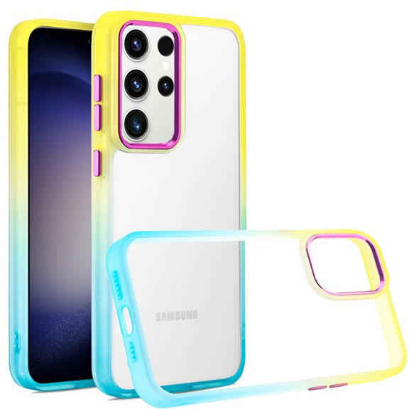 For Samsung Galaxy S24 Ultra Case Color Fading Two Tone Frame Hybrid Phone Cover