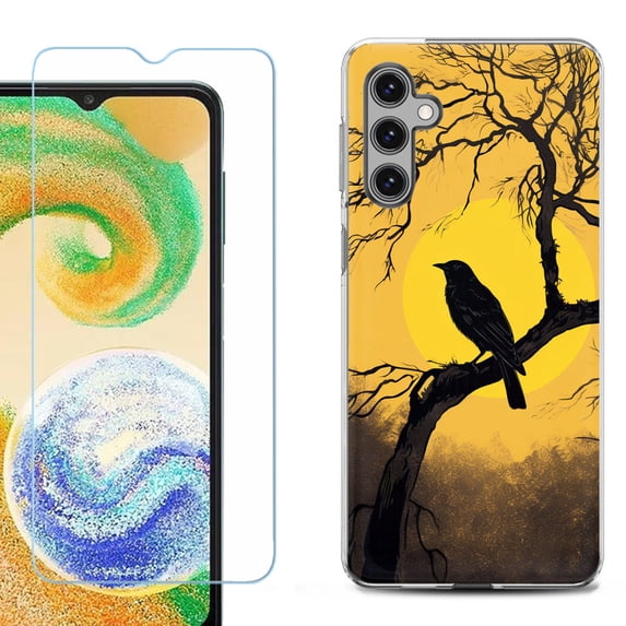 For Samsung Galaxy S25 5G Phone Case Cover, Shockproof Case with Tempered Glass Screen Protector, by OneToughShield - Bird Sunset