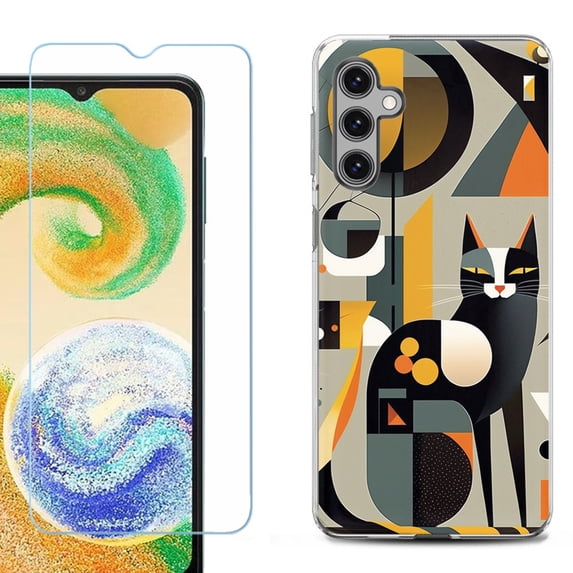 For Samsung Galaxy S25 5G Phone Case Cover, Shockproof Case with Tempered Glass Screen Protector, by OneToughShield - Chill Cat