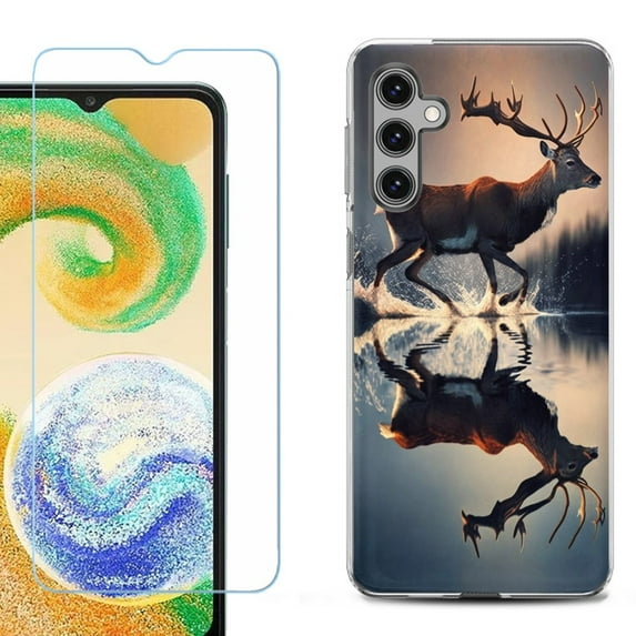 For Samsung Galaxy S25 5G Phone Case Cover, Shockproof Case with Tempered Glass Screen Protector, by OneToughShield - Deer Running