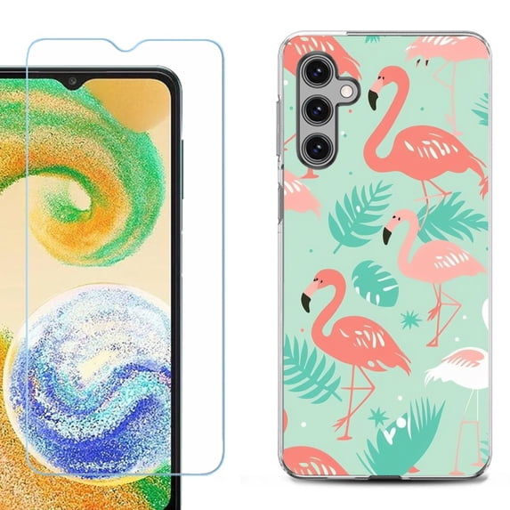 For Samsung Galaxy S25 5G Phone Case Cover, Shockproof Case with Tempered Glass Screen Protector, by OneToughShield - Flamingo