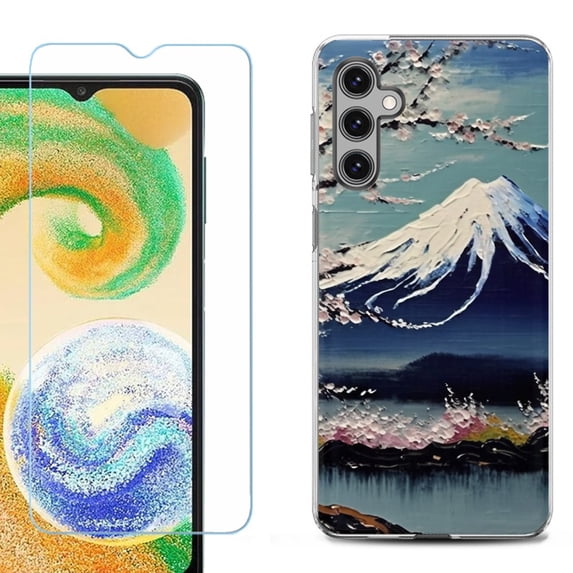 For Samsung Galaxy S25 5G Phone Case Cover, Shockproof Case with Tempered Glass Screen Protector, by OneToughShield - Fuji Blossom
