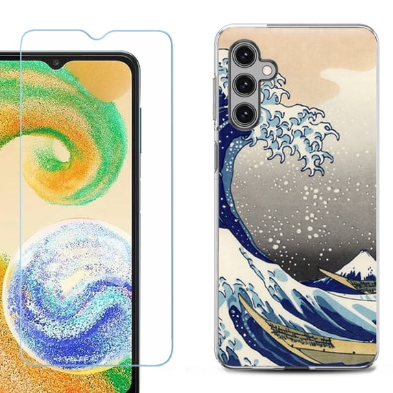 For Samsung Galaxy S25 5G Phone Case Cover, Shockproof Case with Tempered Glass Screen Protector, by OneToughShield - Great Wave
