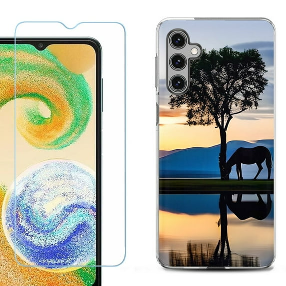 For Samsung Galaxy S25 5G Phone Case Cover, Shockproof Case with Tempered Glass Screen Protector, by OneToughShield - Horse Tree