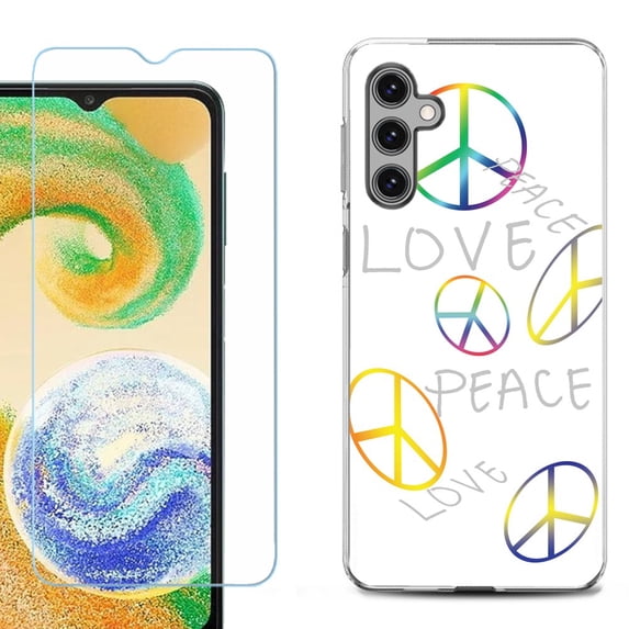 For Samsung Galaxy S25 5G Phone Case Cover, Shockproof Case with Tempered Glass Screen Protector, by OneToughShield - Love/Peace