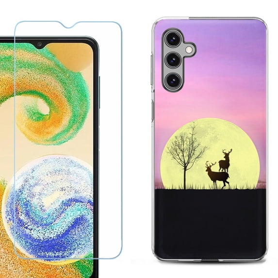 For Samsung Galaxy S25 5G Phone Case Cover, Shockproof Case with Tempered Glass Screen Protector, by OneToughShield - Moonlight Deer
