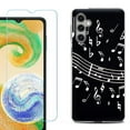 thumbnail image 1 of For Samsung Galaxy S25 5G Phone Case Cover, Shockproof Case with Tempered Glass Screen Protector, by OneToughShield - Music Notes / Black, 1 of 4