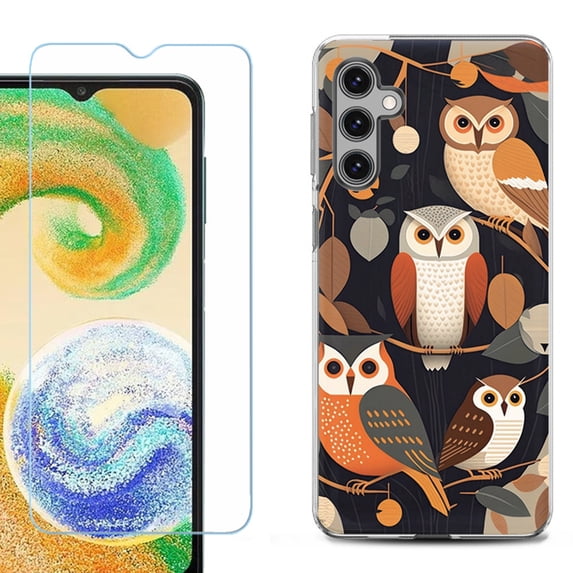 For Samsung Galaxy S25 5G Phone Case Cover, Shockproof Case with Tempered Glass Screen Protector, by OneToughShield - Owl Mix
