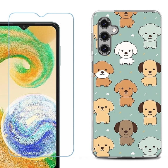 For Samsung Galaxy S25 5G Phone Case Cover, Shockproof Case with Tempered Glass Screen Protector, by OneToughShield - Puppies