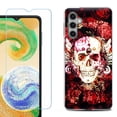 thumbnail image 1 of For Samsung Galaxy S25 5G Phone Case Cover, Shockproof Case with Tempered Glass Screen Protector, by OneToughShield - Rose Skull, 1 of 4