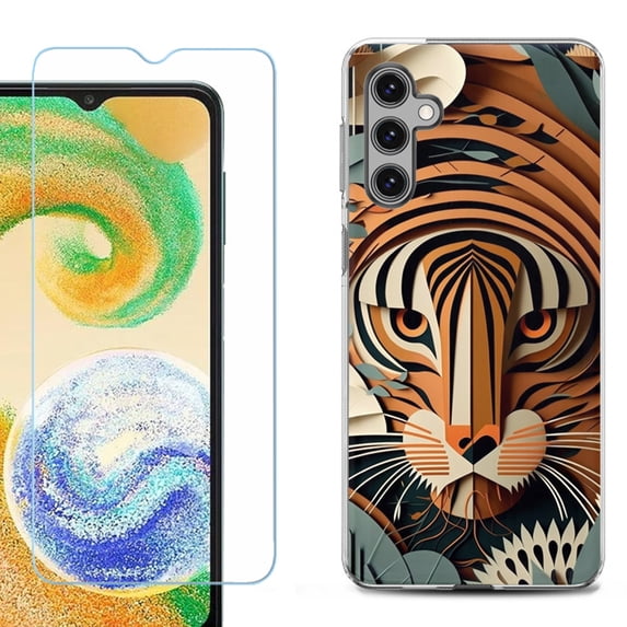 For Samsung Galaxy S25 5G Phone Case Cover, Shockproof Case with Tempered Glass Screen Protector, by OneToughShield - Tiger Art