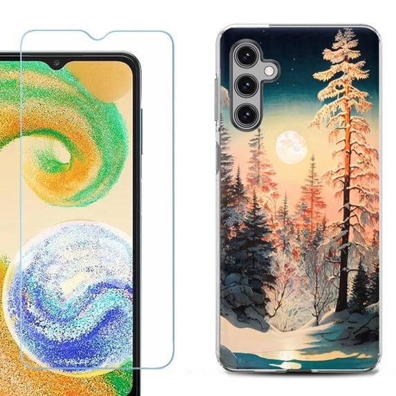 For Samsung Galaxy S25 5G Phone Case Cover, Shockproof Case with Tempered Glass Screen Protector, by OneToughShield - Winter Pine