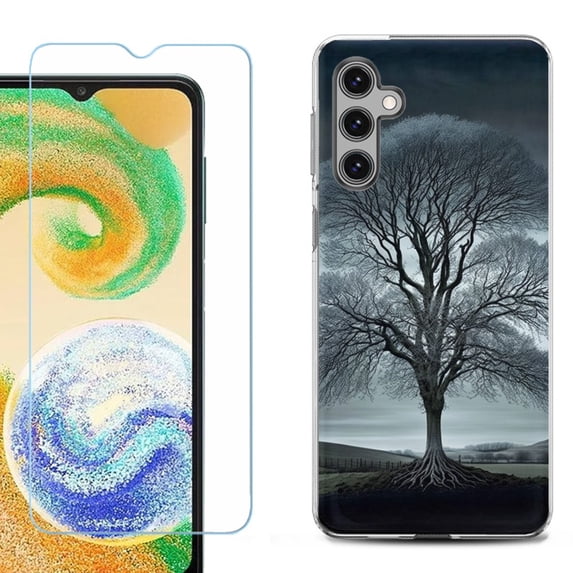 For Samsung Galaxy S25 5G Phone Case Cover, Shockproof Case with Tempered Glass Screen Protector, by OneToughShield - Winter Tree