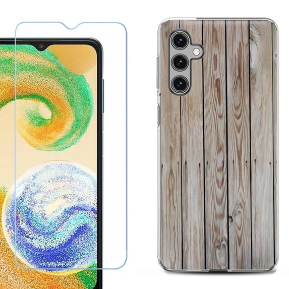 For Samsung Galaxy S25 5G Phone Case Cover, Shockproof Case with Tempered Glass Screen Protector, by OneToughShield - Wood Print