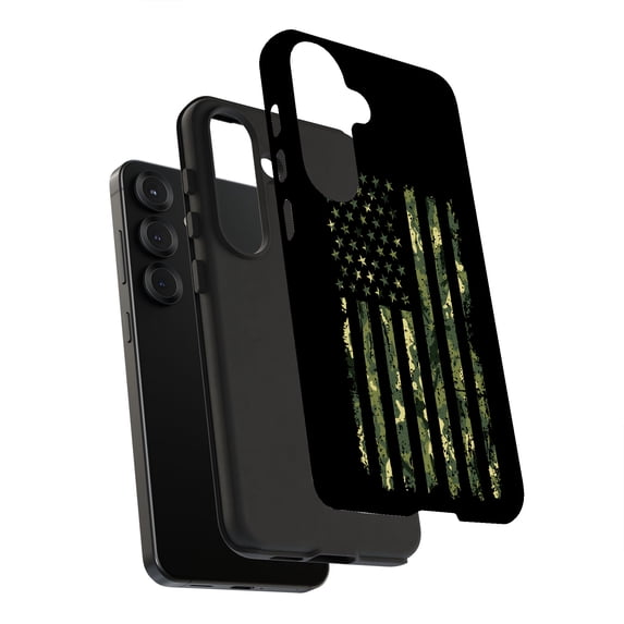 For Samsung Galaxy S25, Dual-Layer, USA Flag Camo Print, USA