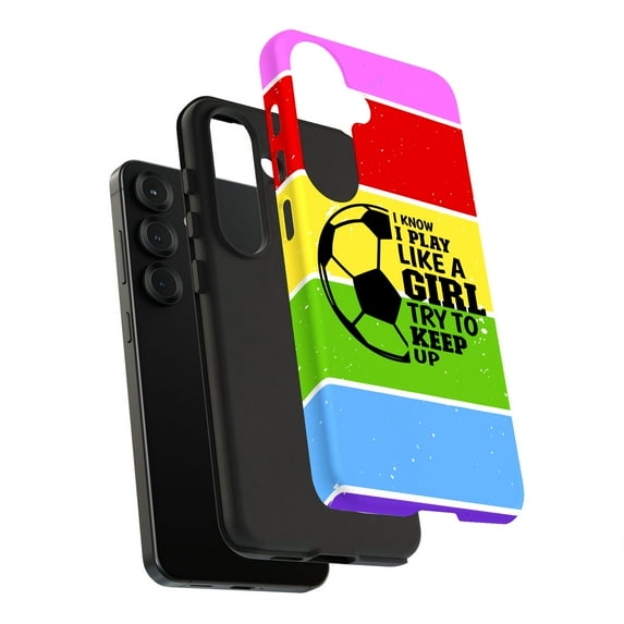 For Samsung Galaxy S25, Dual-Layer, Girl Soccer Print, USA