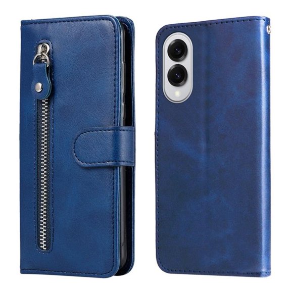 For Samsung Galaxy S25 Edge 5G 6.7-inch Wallet Case for Women Men Multi-Card Slots Zipper Pocket Leather Phone Case,Blue,For Galaxy S25 Edge 5G