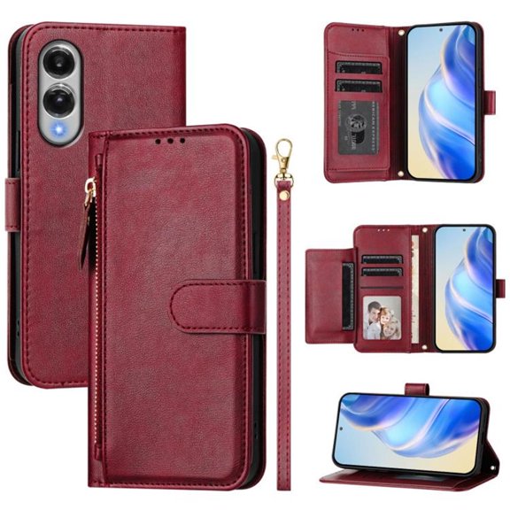 For Samsung Galaxy S25 Edge 5G 6.7-inch Wallet Case for Women Men Multi-Card Slots Zipper Wallet Leather Phone Case,Purple,For Galaxy S25 Edge 5G