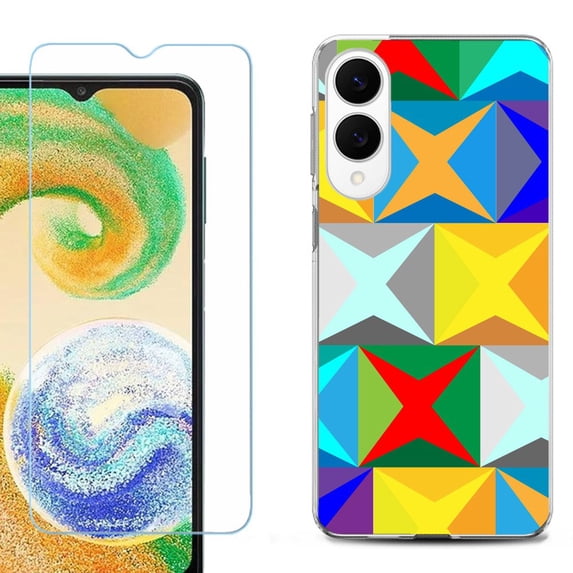For Samsung Galaxy S25 Edge 5G Protective Shockproof Phone Case with Tempered Glass Screen Protector, by OneToughShield - Abstract Color