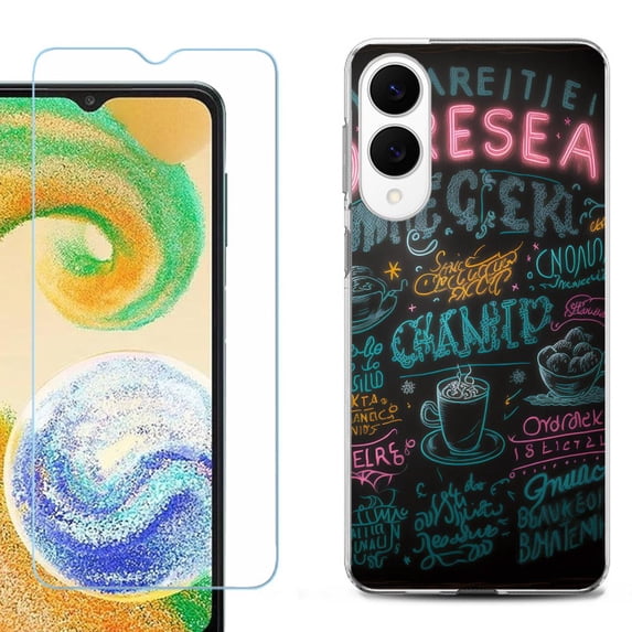 For Samsung Galaxy S25 Edge 5G Protective Shockproof Phone Case with Tempered Glass Screen Protector, by OneToughShield - Abstract Menu