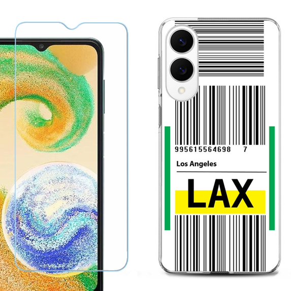 For Samsung Galaxy S25 Edge 5G Protective Shockproof Phone Case with Tempered Glass Screen Protector, by OneToughShield - Airport Tag / Los Angeles