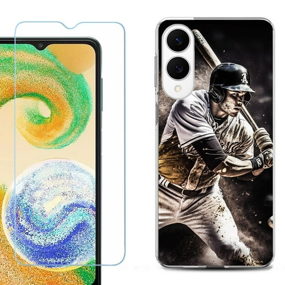 For Samsung Galaxy S25 Edge 5G Protective Shockproof Phone Case with Tempered Glass Screen Protector, by OneToughShield - Baseball Player