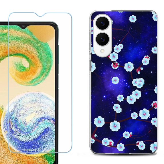 For Samsung Galaxy S25 Edge 5G Protective Shockproof Phone Case with Tempered Glass Screen Protector, by OneToughShield - Blossom Stars