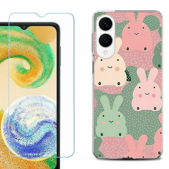 For Samsung Galaxy S25 Edge 5G Protective Shockproof Phone Case with Tempered Glass Screen Protector, by OneToughShield - Bunny Mix