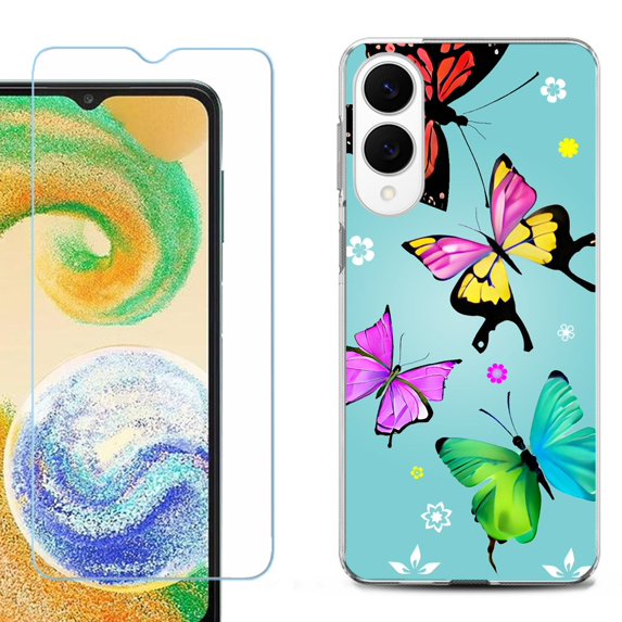 For Samsung Galaxy S25 Edge 5G Protective Shockproof Phone Case with Tempered Glass Screen Protector, by OneToughShield - Butterfly