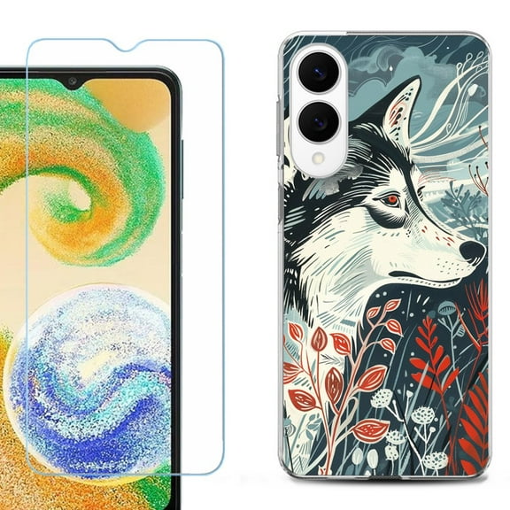 For Samsung Galaxy S25 Edge 5G Protective Shockproof Phone Case with Tempered Glass Screen Protector, by OneToughShield - Calm Husky