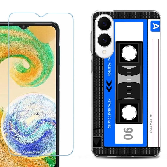 For Samsung Galaxy S25 Edge 5G Protective Shockproof Phone Case with Tempered Glass Screen Protector, by OneToughShield - Cassette Blue