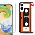 thumbnail image 1 of For Samsung Galaxy S25 Edge 5G Protective Shockproof Phone Case with Tempered Glass Screen Protector, by OneToughShield - Cassette Orange, 1 of 4