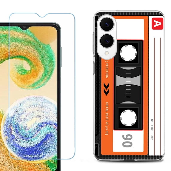 For Samsung Galaxy S25 Edge 5G Protective Shockproof Phone Case with Tempered Glass Screen Protector, by OneToughShield - Cassette Orange