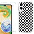 thumbnail image 1 of For Samsung Galaxy S25 Edge 5G Protective Shockproof Phone Case with Tempered Glass Screen Protector, by OneToughShield - Checker B/W, 1 of 4