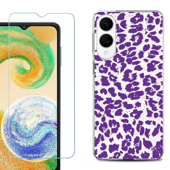 For Samsung Galaxy S25 Edge 5G Protective Shockproof Phone Case with Tempered Glass Screen Protector, by OneToughShield - Cheetah Purple