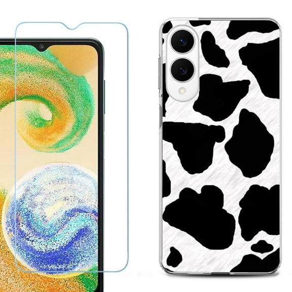 For Samsung Galaxy S25 Edge 5G Protective Shockproof Phone Case with Tempered Glass Screen Protector, by OneToughShield - Cow Skin Design
