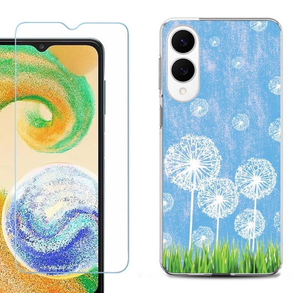 For Samsung Galaxy S25 Edge 5G Protective Shockproof Phone Case with Tempered Glass Screen Protector, by OneToughShield - Dandelion Sky
