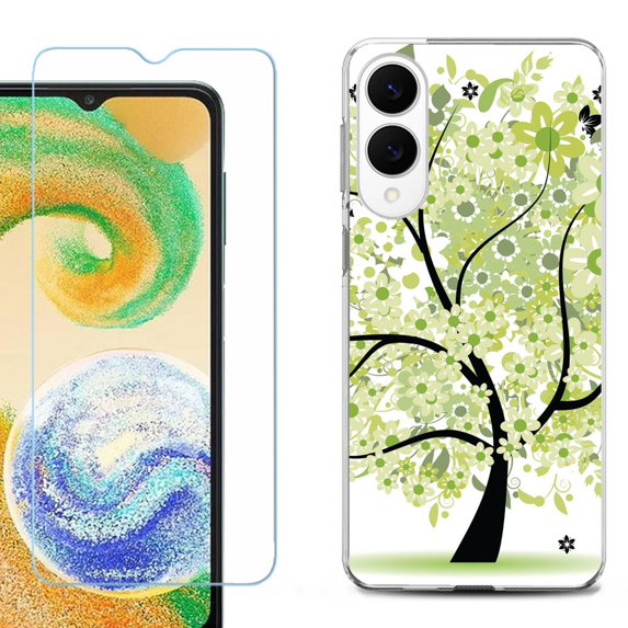 For Samsung Galaxy S25 Edge 5G Protective Shockproof Phone Case with Tempered Glass Screen Protector, by OneToughShield - Green Tree